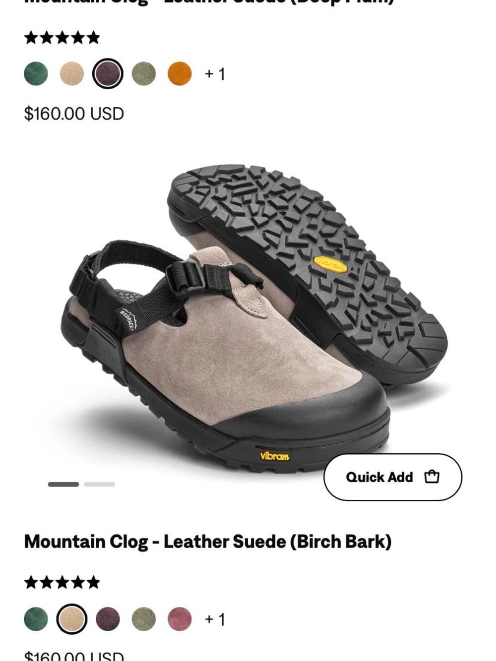 Vibram Mountain Clog Suede Mule in Birch Bark Taupe